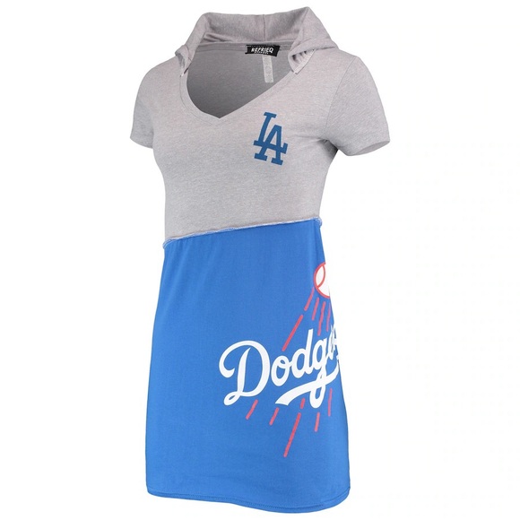 Women's Los Angeles Dodgers Refried Apparel Heathered Royal/Gray Hoodie Dress - Picture 3 of 6